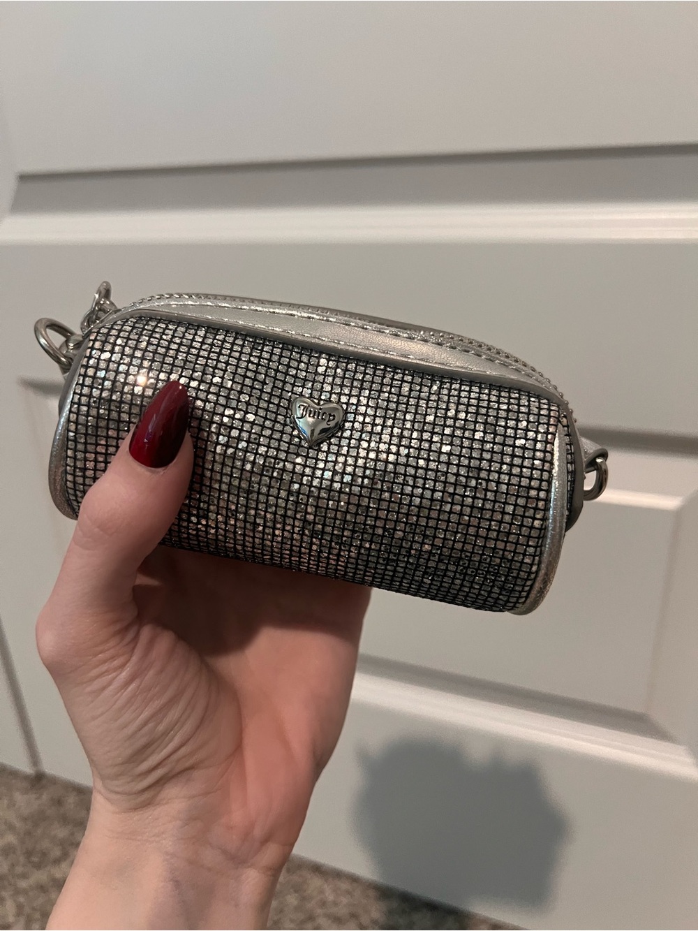 Juicy Couture Silver Crystal Mini Barrel Bag Chain strap